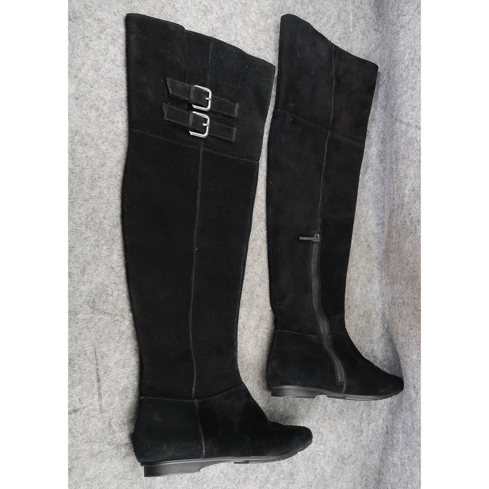 Calvin Klein Shoes Women 7 Boots Tall Leather Fashion Knee High Buckle Zip Black